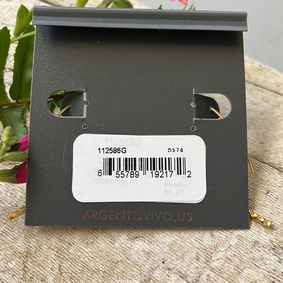 NORDSTROMS, 18K GOLD PLATED STERLING SILER CURVED THREADER EARRINGS. NWT - Picture 4 of 4